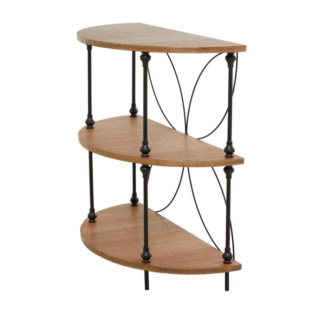 31 in. Brown Wood Traditional 3 Shelf Shelving Unit by Litton Lane 8 31 in. Brown Wood Traditional 3 Shelf Shelving Unit by Litton Lane - Image 6