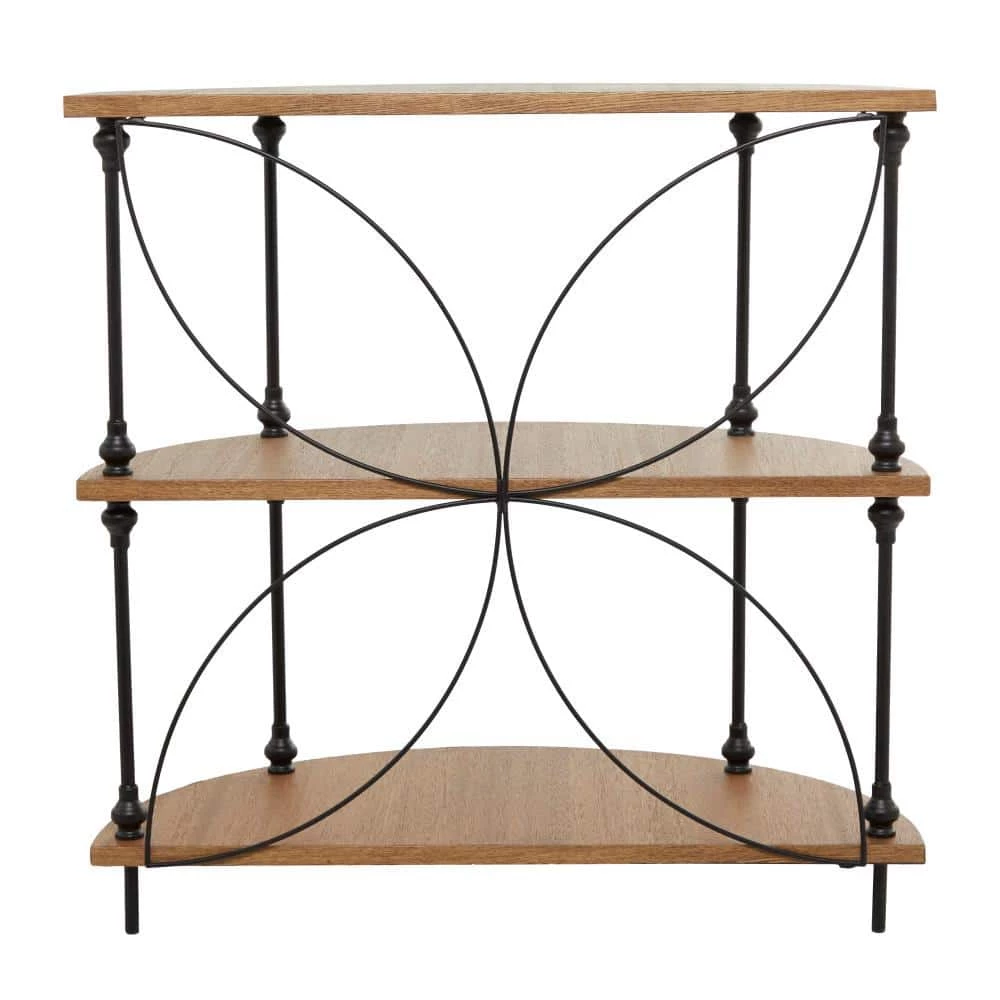 31 in. Brown Wood Traditional 3 Shelf Shelving Unit by Litton Lane 5 31 in. Brown Wood Traditional 3 Shelf Shelving Unit by Litton Lane - Image 3