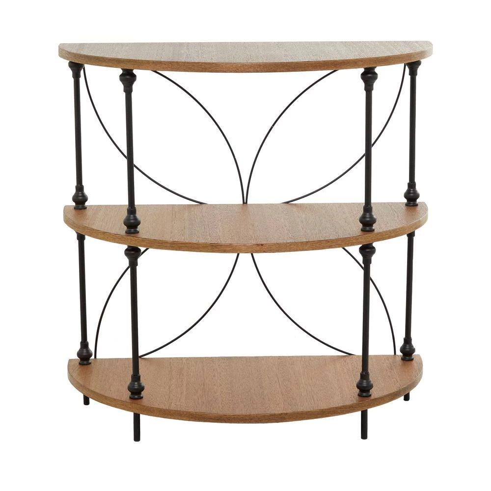 31 in. Brown Wood Traditional 3 Shelf Shelving Unit by Litton Lane 4 31 in. Brown Wood Traditional 3 Shelf Shelving Unit by Litton Lane - Image 2