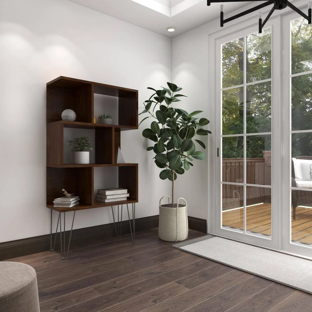 61 in. Brown Wood Modern 3 Shelf Shelving Unit by Litton Lane 10 61 in. Brown Wood Modern 3 Shelf Shelving Unit by Litton Lane - Image 8