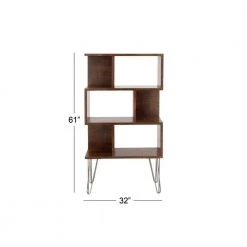 61 in. Brown Wood Modern 3 Shelf Shelving Unit by Litton Lane 13 61 in. Brown Wood Modern 3 Shelf Shelving Unit by Litton Lane -Outlet Litton Lane Store brown litton lane bookcases bookshelves 28741 c3 1000