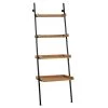 24 in. x 72 in. Tall 4-Tier Natural Wood And Black Metal Ladder Shelf by Litton Lane 2 24 in. x 72 in. Tall 4-Tier Natural Wood And Black Metal Ladder Shelf by Litton Lane -Outlet Litton Lane Store brown litton lane bookcases bookshelves 37884 64 1000