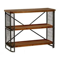 31 in. Brown Industrial Wood 3 Shelf Shelving Unit by Litton Lane