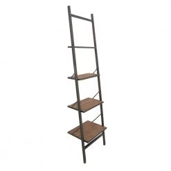 77 in. Dark Brown Wood Industrial 4 Shelf Shelving Unit by Litton Lane