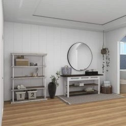 64 in. Brown Wood Farmhouse 5 Shelf Shelving Unit by Litton Lane -Outlet Litton Lane Store brown litton lane bookcases bookshelves 98163 40 1000