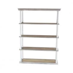64 in. Brown Wood Farmhouse 5 Shelf Shelving Unit by Litton Lane