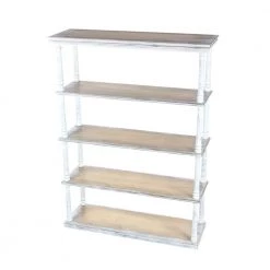 64 in. Brown Wood Farmhouse 5 Shelf Shelving Unit by Litton Lane -Outlet Litton Lane Store brown litton lane bookcases bookshelves 98163 c3 1000