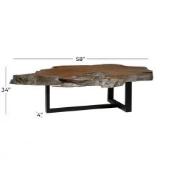 50 in. Brown Round Wood Handmade Live Edge Wood Slab Coffee Table with Black T Stand Base by Litton Lane 19 50 in. Brown Round Wood Handmade Live Edge Wood Slab Coffee Table with Black T Stand Base by Litton Lane -Outlet Litton Lane Store brown litton lane coffee tables 21668 c3 1000