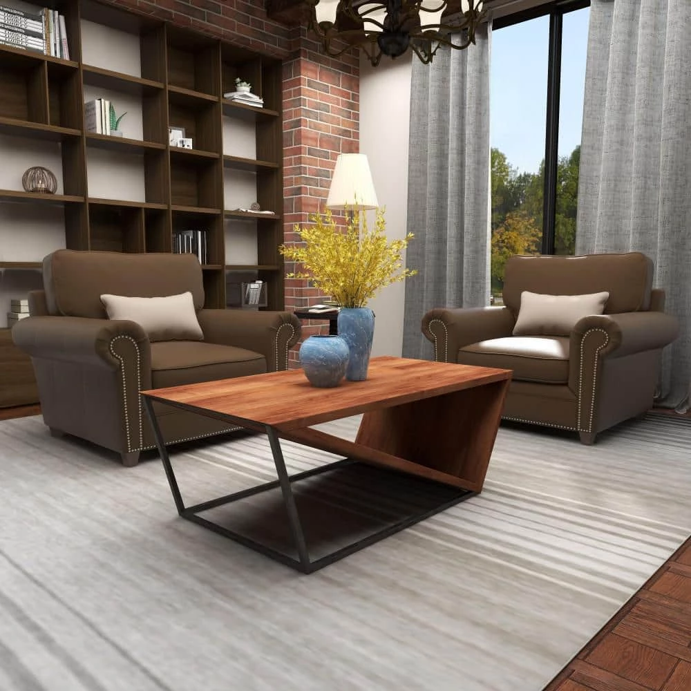 45 in. Brown Rectangle Wood Contemporary Coffee Table by Litton Lane 5 45 in. Brown Rectangle Wood Contemporary Coffee Table by Litton Lane - Image 3