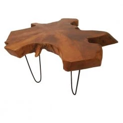 28 in. Brown Irregular Wood Contemporary Coffee Table by Litton Lane