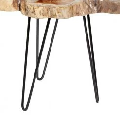 24 in. Brown Round Wood Live Edge Top End Table with Black Metal Hairpin Legs 2-Pieces by Litton Lane -Outlet Litton Lane Store brown litton lane coffee tables 42061 4f 1000