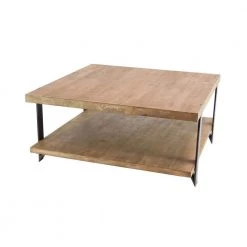 40 in. Brown Square Wood Industrial Coffee Table by Litton Lane