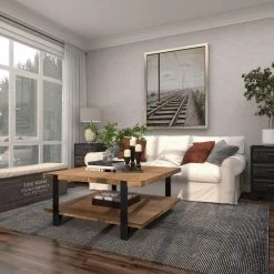 40 in. Brown Square Wood Industrial Coffee Table by Litton Lane -Outlet Litton Lane Store brown litton lane coffee tables 60222 fa 1000