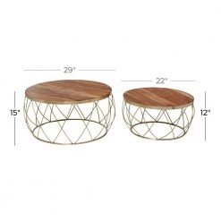 Set of 2 Brown Metal Contemporary Accent Table, 22 in. x 29 in. by Litton Lane -Outlet Litton Lane Store brown litton lane coffee tables 74338 76 1000