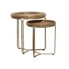 24 in. Brown Round Wood Beaded Nesting End Table with Gold Metal Base 2-Pieces by Litton Lane