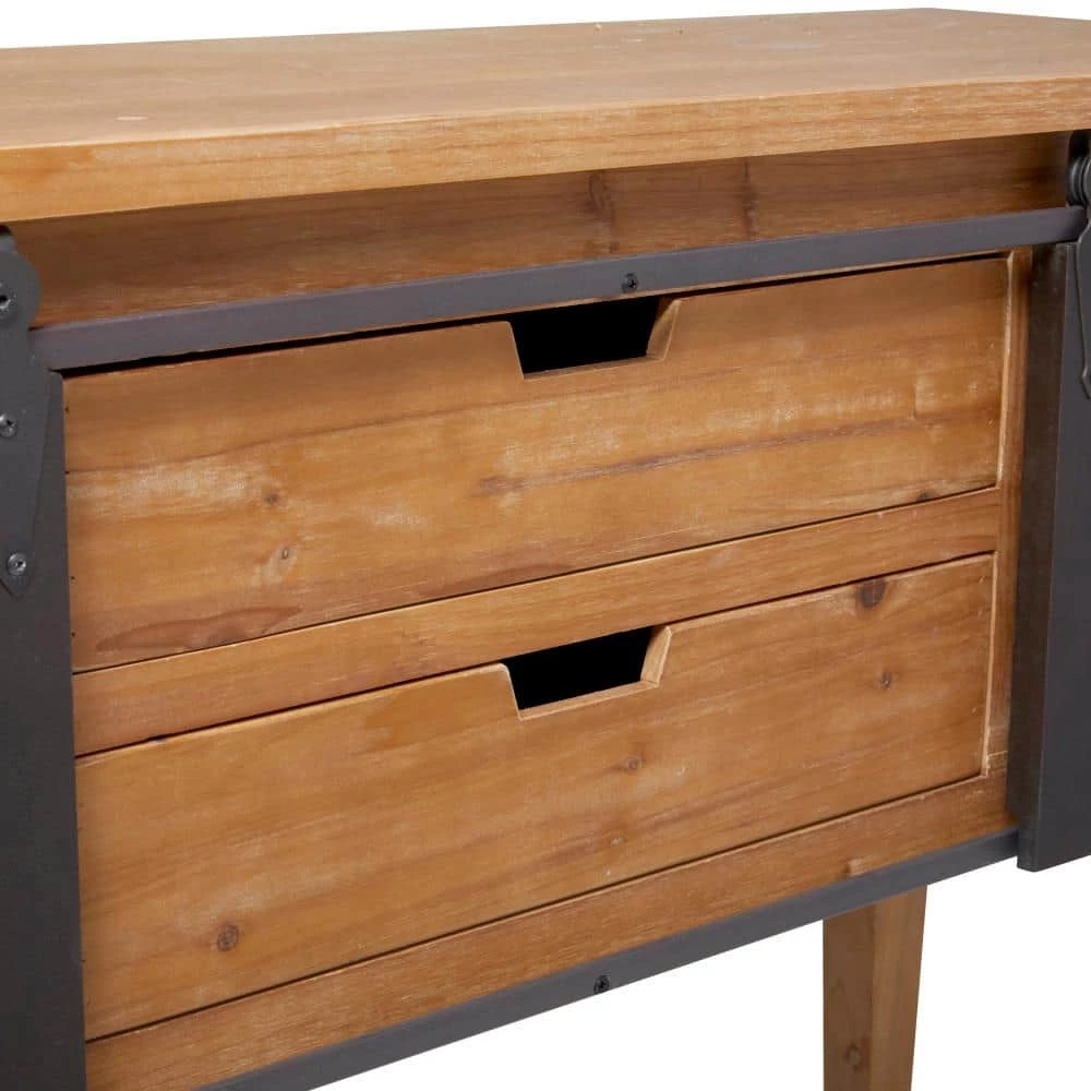 31 In. Brown Wood Industrial Console Table by Litton Lane 10 31 In. Brown Wood Industrial Console Table by Litton Lane - Image 8