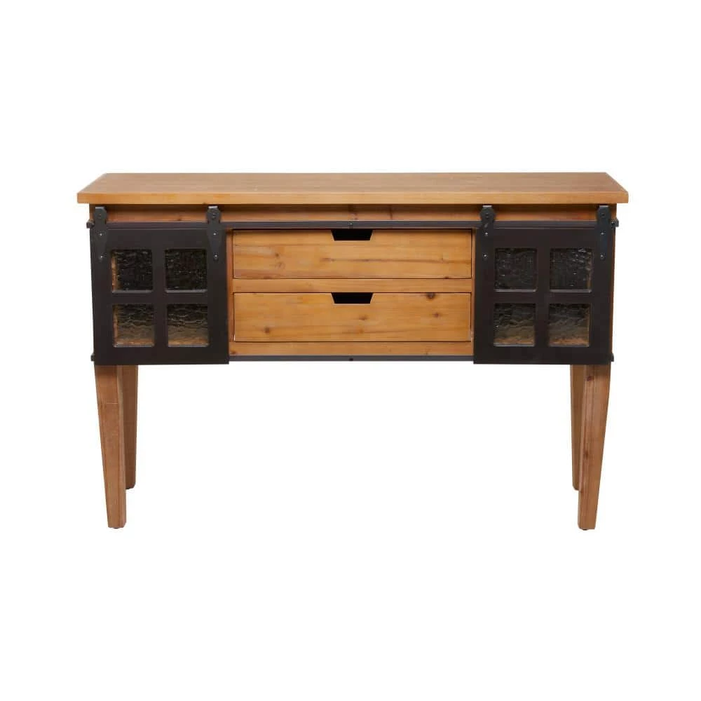 31 In. Brown Wood Industrial Console Table by Litton Lane 3 31 In. Brown Wood Industrial Console Table by Litton Lane