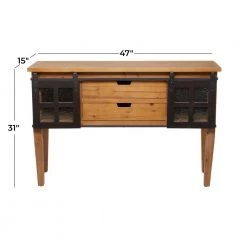 31 In. Brown Wood Industrial Console Table by Litton Lane 22 31 In. Brown Wood Industrial Console Table by Litton Lane -Outlet Litton Lane Store brown litton lane console tables 040080 76 1000