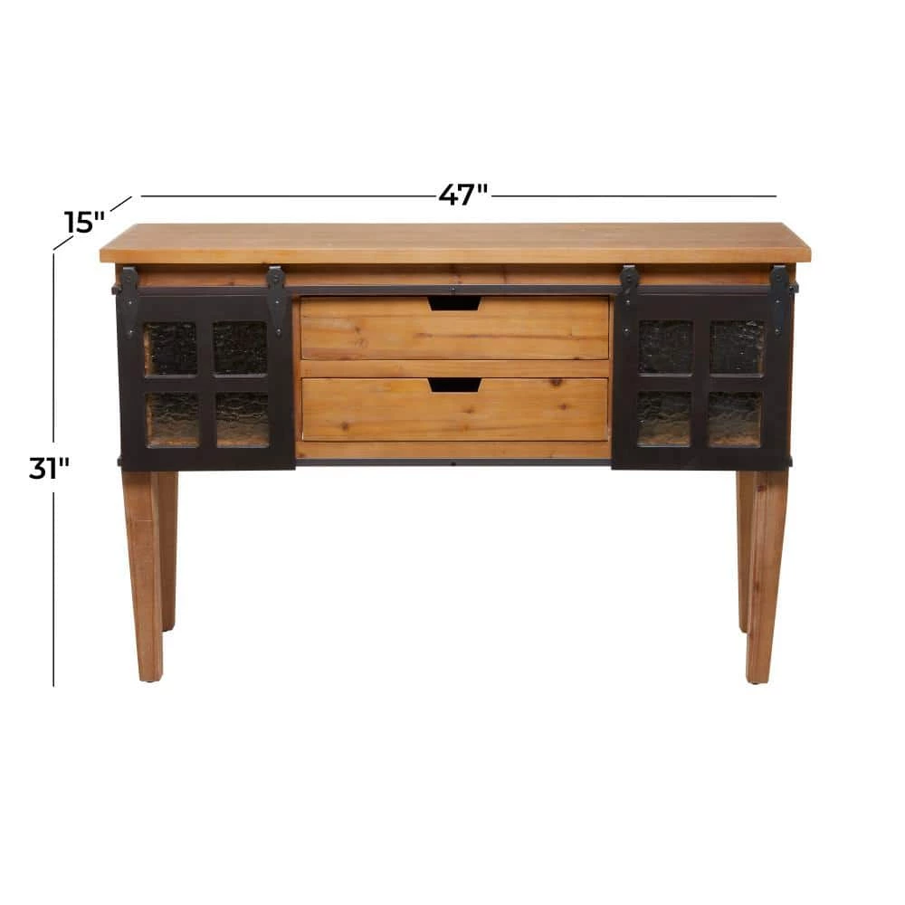 31 In. Brown Wood Industrial Console Table by Litton Lane 12 31 In. Brown Wood Industrial Console Table by Litton Lane - Image 10