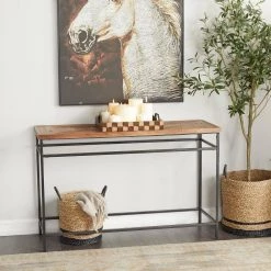 30 in. Black Metal Rustic Console Table by Litton Lane -Outlet Litton Lane Store brown litton lane console tables 041632 31 1000