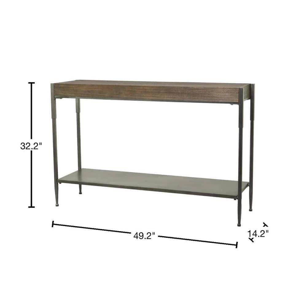 32 in. Brown Metal Industrial Console Table by Litton Lane 5 32 in. Brown Metal Industrial Console Table by Litton Lane - Image 3