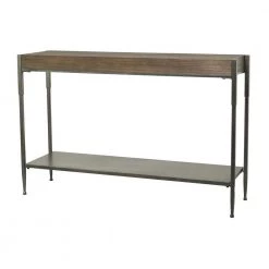 32 in. Brown Metal Industrial Console Table by Litton Lane
