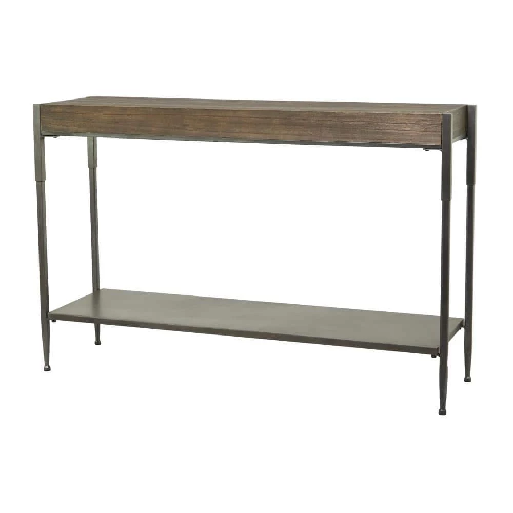 32 in. Brown Metal Industrial Console Table by Litton Lane 3 32 in. Brown Metal Industrial Console Table by Litton Lane