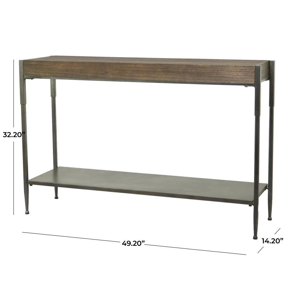 32 in. Brown Metal Industrial Console Table by Litton Lane 9 32 in. Brown Metal Industrial Console Table by Litton Lane - Image 7