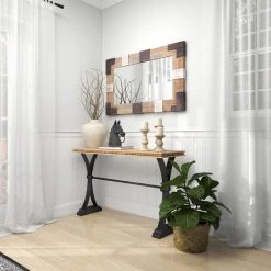 51 in. Brown Rectangle Metal Industrial Console Table by Litton Lane 22 51 in. Brown Rectangle Metal Industrial Console Table by Litton Lane -Outlet Litton Lane Store brown litton lane console tables 16404 76 1000