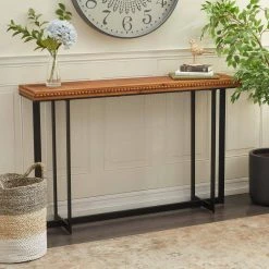 52 in. Brown Rectangle Wood Industrial Console Table by Litton Lane 15 52 in. Brown Rectangle Wood Industrial Console Table by Litton Lane -Outlet Litton Lane Store brown litton lane console tables 16589 31 1000
