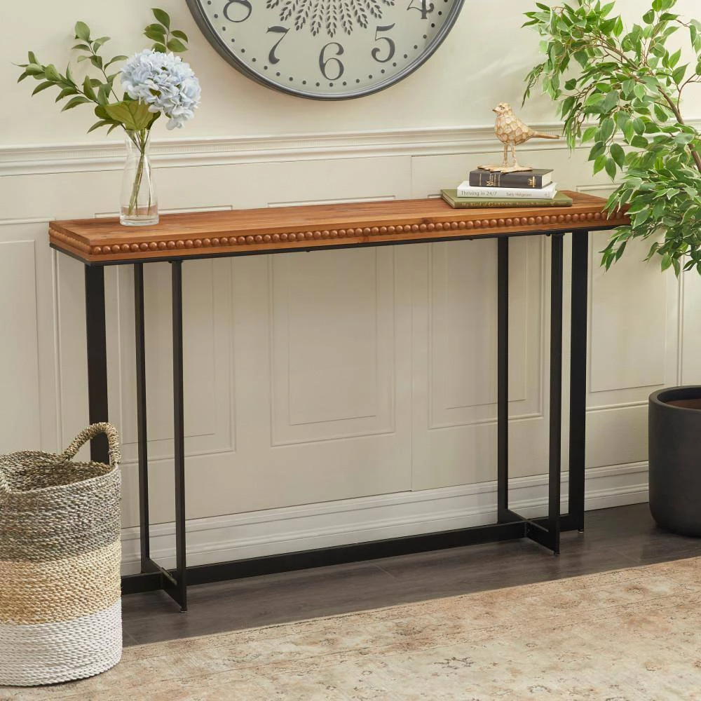 52 in. Brown Rectangle Wood Industrial Console Table by Litton Lane 9 52 in. Brown Rectangle Wood Industrial Console Table by Litton Lane - Image 7