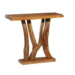 35 in. Brown Rectangle Teak Contemporary Console Table by Litton Lane