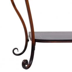 43 in. Brown Rectangle Metal Embossed Floral 1 Shelf Console Table with Ornate Scroll Legs by Litton Lane -Outlet Litton Lane Store brown litton lane console tables 74362 1d 1000