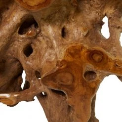 54 in. Brown Rectangle Teak Wood Handmade Live Edge Tree Stump Console Table with Clear Glass Top by Litton Lane -Outlet Litton Lane Store brown litton lane console tables 75570 1f 1000