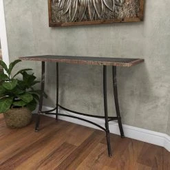 43 in. Brown Rectangle Metal Farmhouse Console Table by Litton Lane -Outlet Litton Lane Store brown litton lane console tables 84253 4f 1000