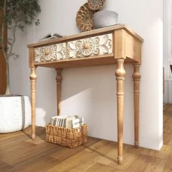 36 in. Brown Rectangle Wood Farmhouse Console Table by Litton Lane -Outlet Litton Lane Store brown litton lane console tables 92162 44 1000