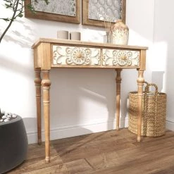 36 in. Brown Rectangle Wood Farmhouse Console Table by Litton Lane -Outlet Litton Lane Store brown litton lane console tables 92162 4f 1000