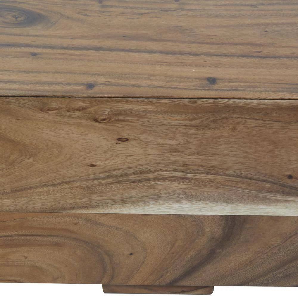 Brown Wood Contemporary Block Bench 15 in. x 71 in. x 16 in. by Litton Lane 5 Brown Wood Contemporary Block Bench 15 in. x 71 in. x 16 in. by Litton Lane - Image 3