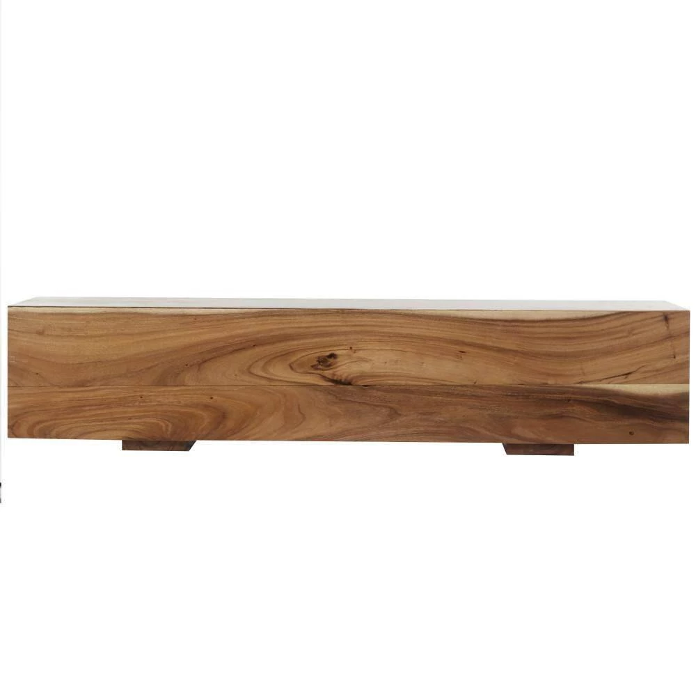 Brown Wood Contemporary Block Bench 15 in. x 71 in. x 16 in. by Litton Lane 6 Brown Wood Contemporary Block Bench 15 in. x 71 in. x 16 in. by Litton Lane - Image 4