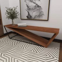 Brown Contemporary Bench 18 in. x 69 in. x 16 in. by Litton Lane -Outlet Litton Lane Store brown litton lane dining benches 28819 44 1000