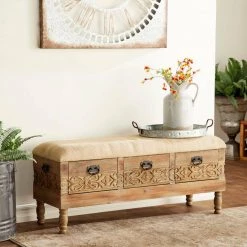 Brown Storage Farmhouse Bench 20 in. x 47 in. x 16 in. by Litton Lane -Outlet Litton Lane Store brown litton lane dining benches 42934 31 1000