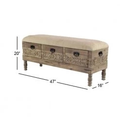 Brown Storage Farmhouse Bench 20 in. x 47 in. x 16 in. by Litton Lane -Outlet Litton Lane Store brown litton lane dining benches 42934 c3 1000