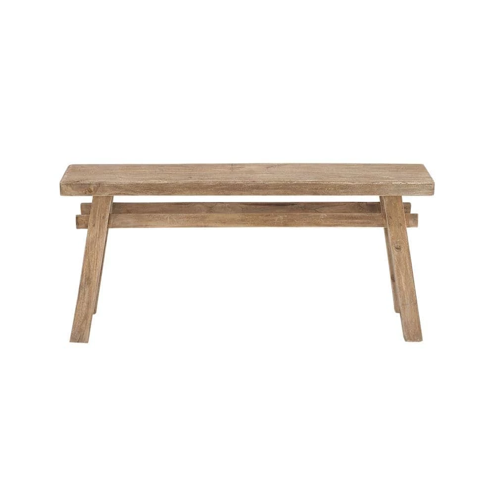 Brown Distressed Bench with High Trestle Legs (21 X 47 X 12) by Litton Lane 5 Brown Distressed Bench with High Trestle Legs (21 X 47 X 12) by Litton Lane - Image 3