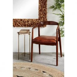 Brown Teak Wood Contemporary Dining Chair by Litton Lane -Outlet Litton Lane Store brown litton lane dining chairs 64776 31 1000