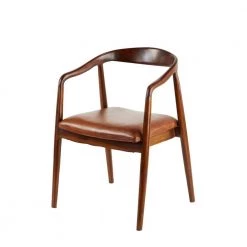 Brown Teak Wood Contemporary Dining Chair by Litton Lane