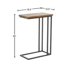 11 in. Black Rectangle Wood C-Shaped End Table with Brown Top by Litton Lane 12 11 in. Black Rectangle Wood C-Shaped End Table with Brown Top by Litton Lane -Outlet Litton Lane Store brown litton lane end side tables 041635 40 1000