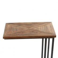 11 in. Black Rectangle Wood C-Shaped End Table with Brown Top by Litton Lane 15 11 in. Black Rectangle Wood C-Shaped End Table with Brown Top by Litton Lane -Outlet Litton Lane Store brown litton lane end side tables 041635 44 1000