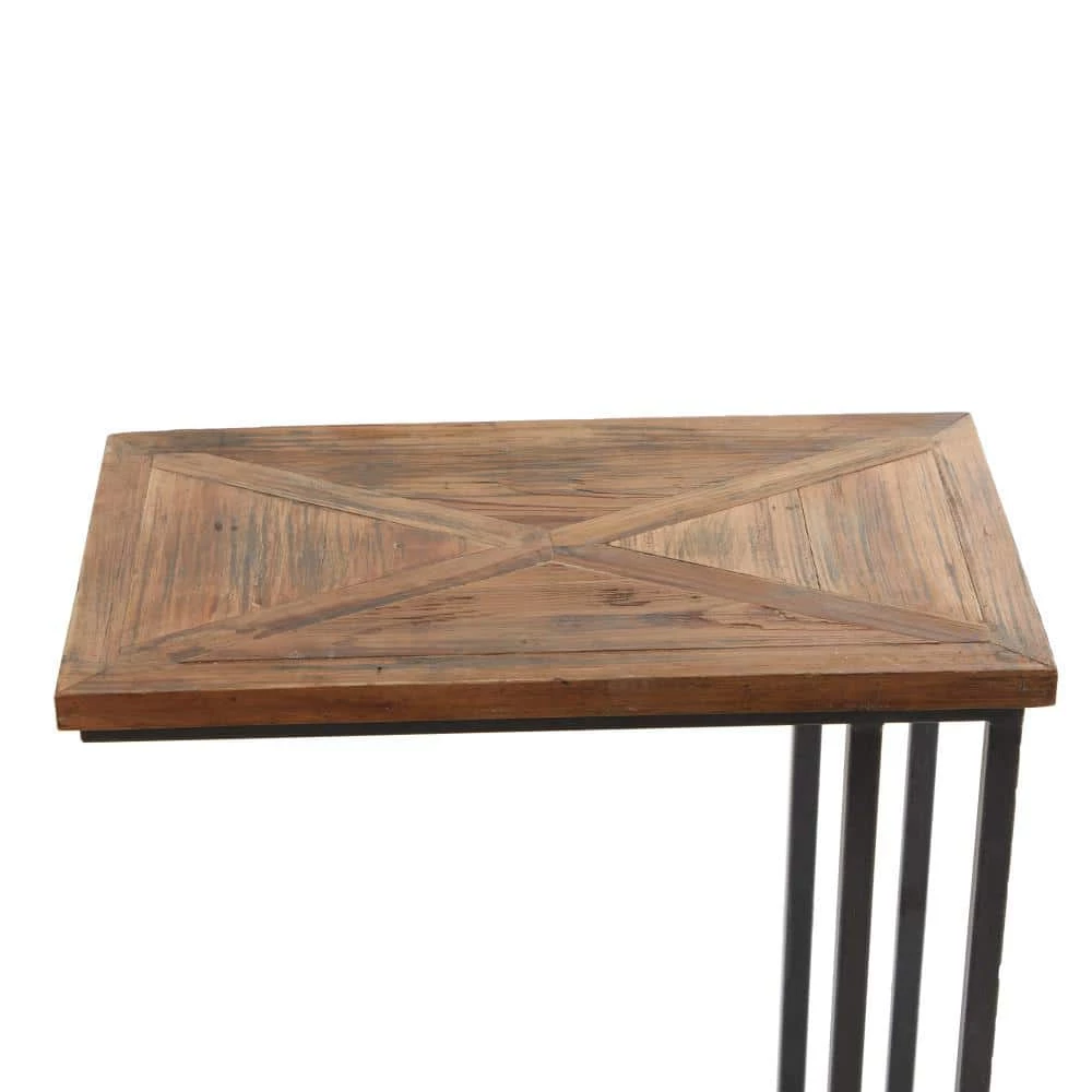 11 in. Black Rectangle Wood C-Shaped End Table with Brown Top by Litton Lane 8 11 in. Black Rectangle Wood C-Shaped End Table with Brown Top by Litton Lane - Image 6