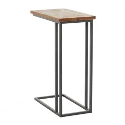 11 in. Black Rectangle Wood C-Shaped End Table with Brown Top by Litton Lane 13 11 in. Black Rectangle Wood C-Shaped End Table with Brown Top by Litton Lane -Outlet Litton Lane Store brown litton lane end side tables 041635 66 1000