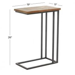11 in. Black Rectangle Wood C-Shaped End Table with Brown Top by Litton Lane 16 11 in. Black Rectangle Wood C-Shaped End Table with Brown Top by Litton Lane -Outlet Litton Lane Store brown litton lane end side tables 041635 76 1000
